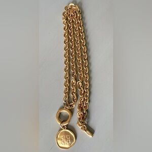 Vintage Givenchy Runway Couture matte Gold Toggle Necklace